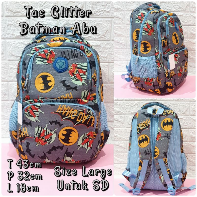 Tas Anak Sekolah Ransel Motif Batman Glitter Tas Sekolah Anak SD Ukuran Besar Motif Superhero