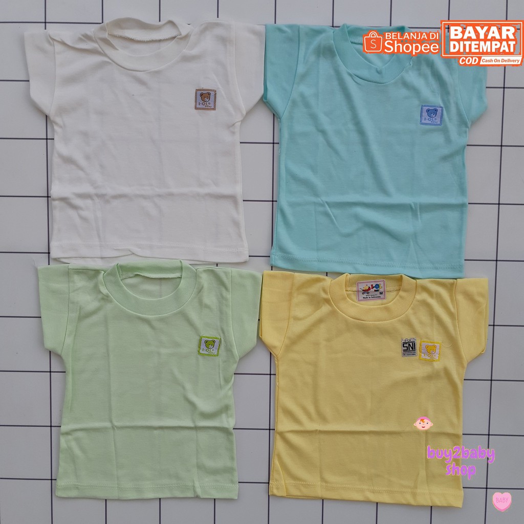 Kaos oblong pendek bayi model sport IOL Baby usia 6-24 Bulan isi 4 PCS