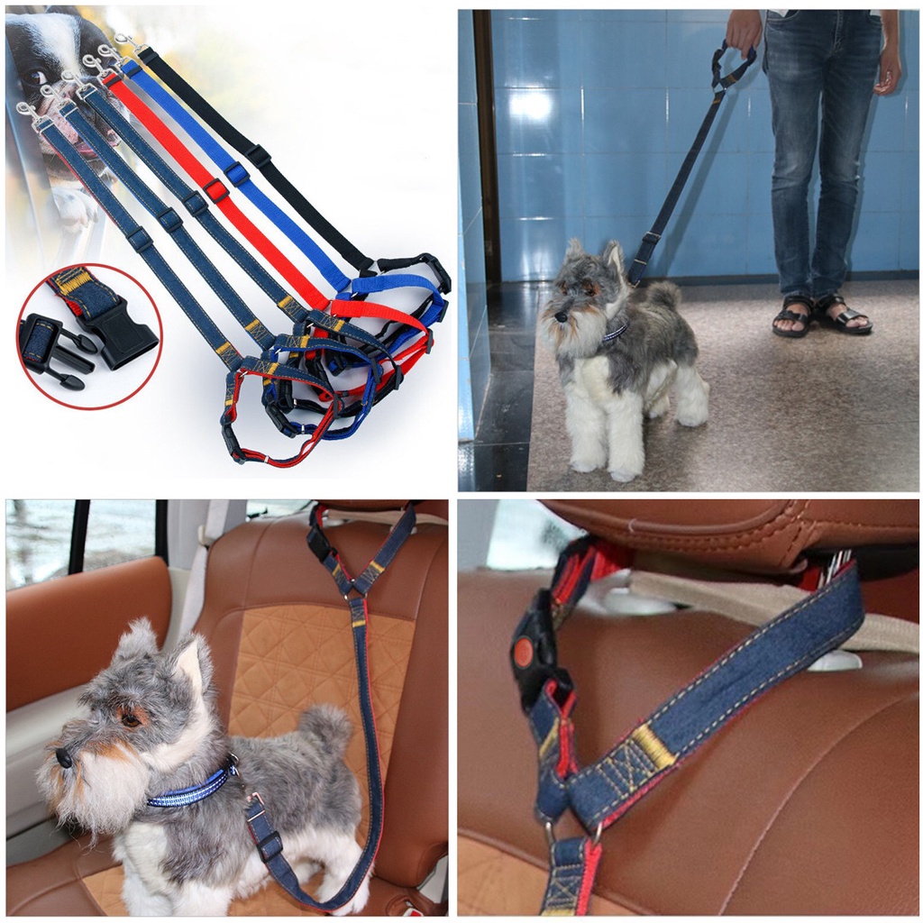Tali Sabuk Pengaman Hewan di Mobil / Pet Seat Belt Car Seat 2 Fungsi