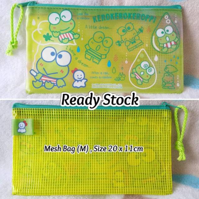 

Mesh Bag / Zipper Pouch / Dompet / Tempat Pensil / Tempat Masker Sanrio Keroppi