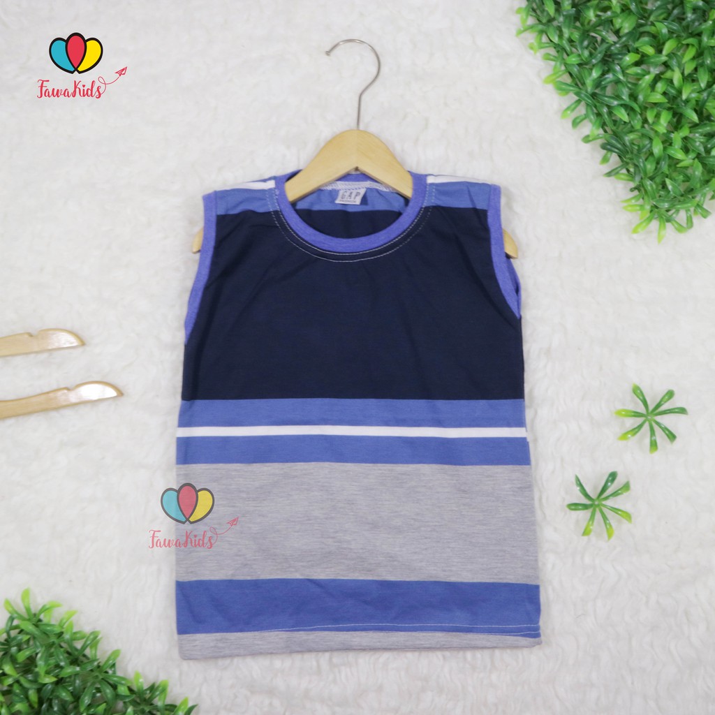 Kaos Kutung Salur uk 1-2 Tahun / Kaos Oblong Baby Kutang Anak Laki Bahan Adem Motif Stripe Murah