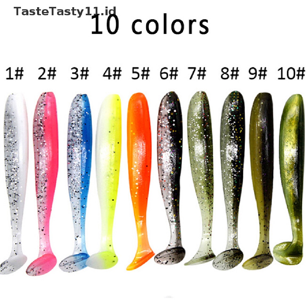 (TasteTasty) 10pcs / set Umpan Pancing Softlure Bentuk Ikan Ekor T 7cm / 2g