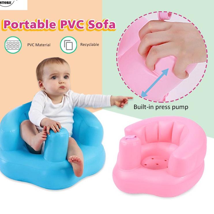 Produk Update (COD) PL PVC KURSI SOFA BAYI ADA MUSIK BAHAN PVC POMPA ANGIN Sofa Angin Baby Chair Bebek Kursi Tempat Duduk Pompa Bayi