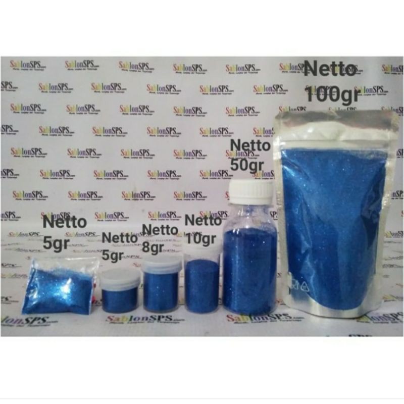 Bubuk Gliter Biru / Blue Glitter Powder 5gr Zip Lock 5 BUNGKUS