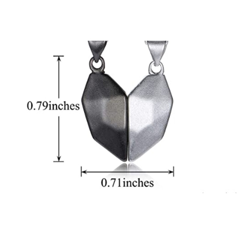 Glitter 2Pcs Lover Heart Pendant Magnetic Distance Faceted Heart Pendant Friendship  Wishing Stone Puzzle Pendant Jewelry Making Faceted Heart Pendant