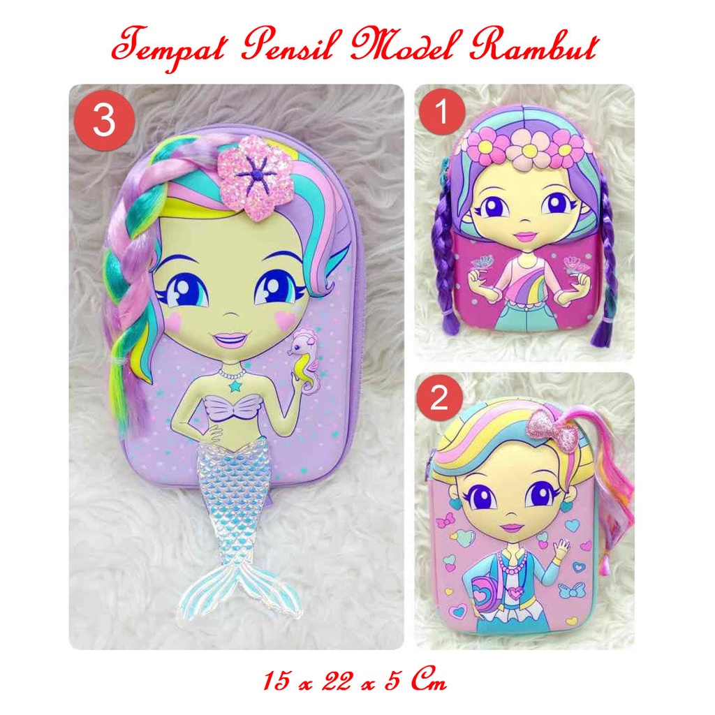 

Kotak Pensil Anak Organizer Art Bag Mermaid Girl hair rambut boneka Pencil Case Smiggle toko-asemka