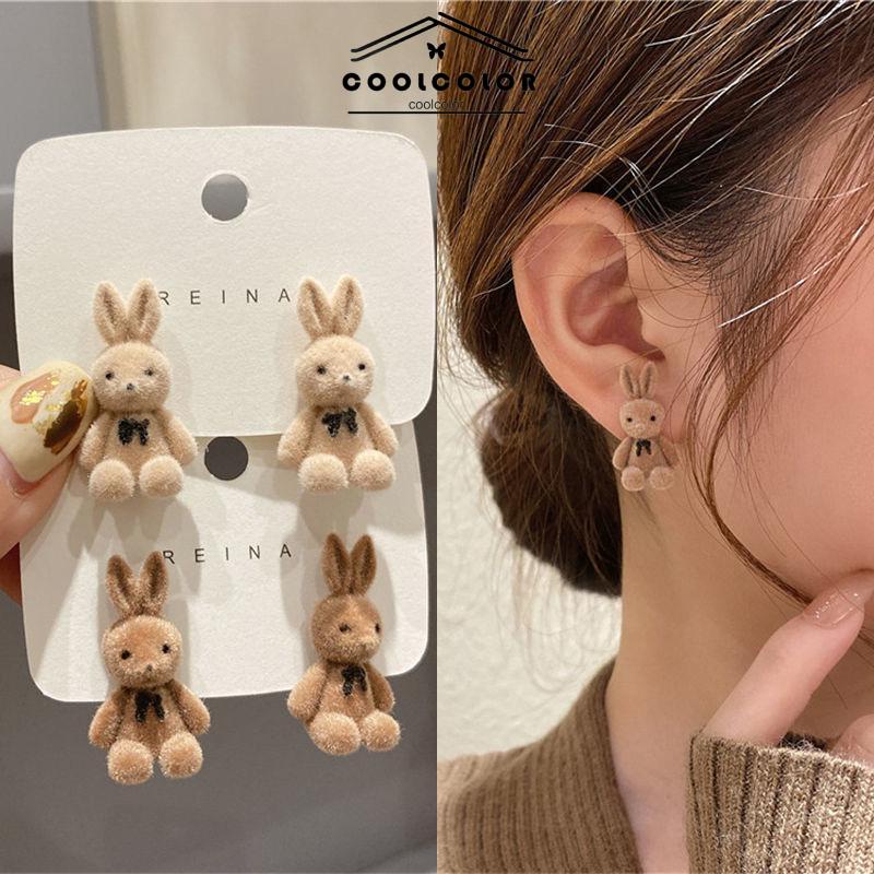 COD❤️ 1 Sepasang Anting Kelinci Berkelompok Kecil Sederhana Semua Pertandingan Anting Musim Gugur Musim Dingin Wanita- cl