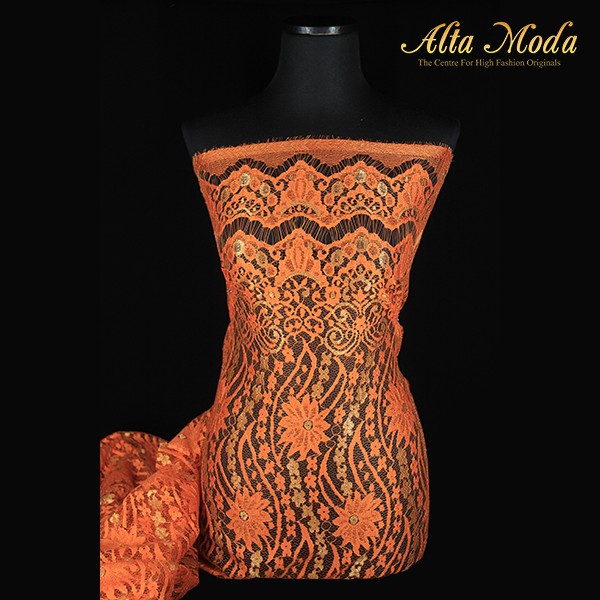 

Alta Moda Brokat Semi Perancis Floral Besar Kecil Orange (2.5M)