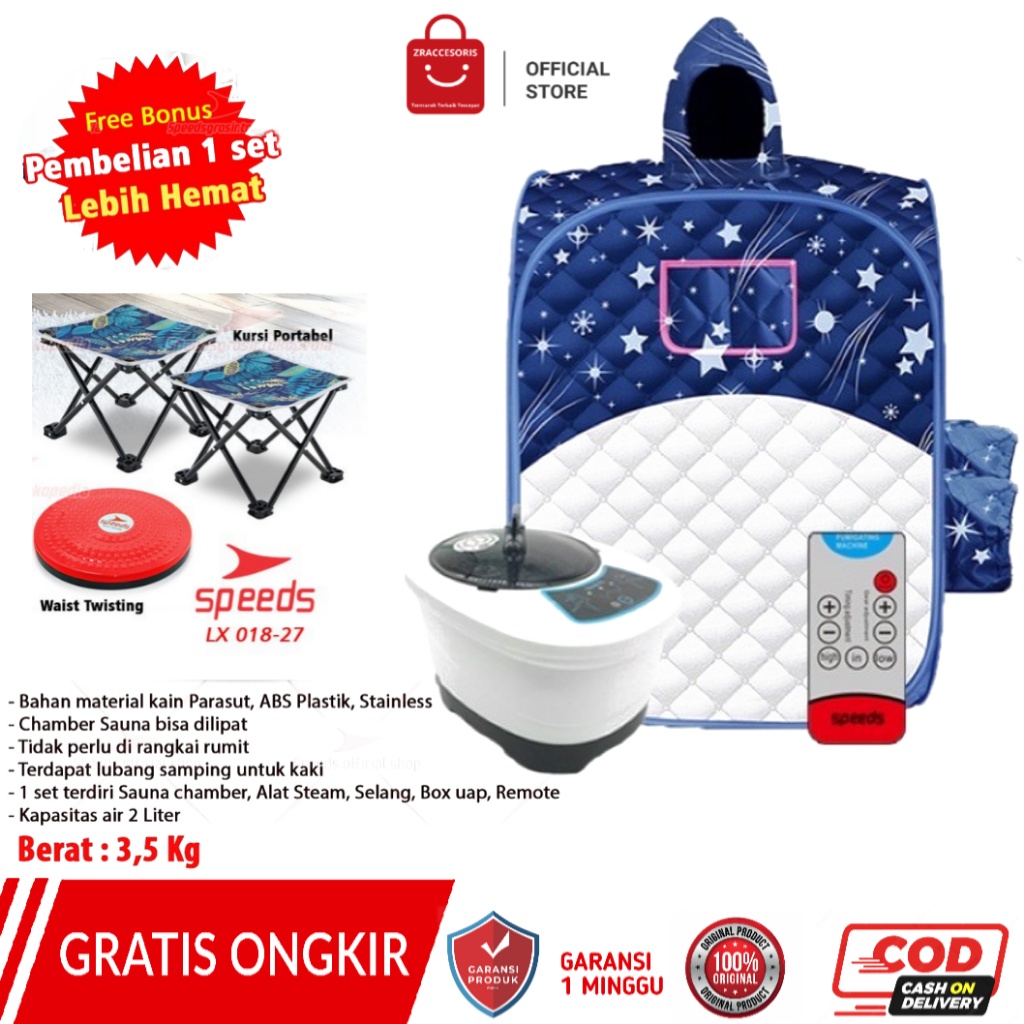 Alat Spa Portable Steam Sauna portable Home Spa Mandi Uap Keringat Pelangsing Tubuh Free Kursi dan W