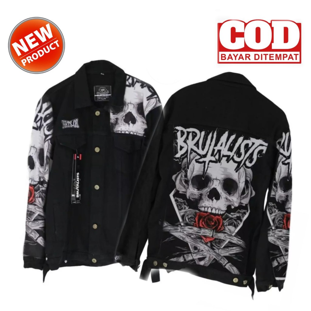 Jaket pria jaket wanita hitam original brutalist denim Bisa COD