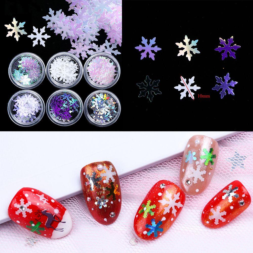 Top Snowflake Nail Sequin Kuku Payet Glitter Baru Natal Musim Dingin Stiker