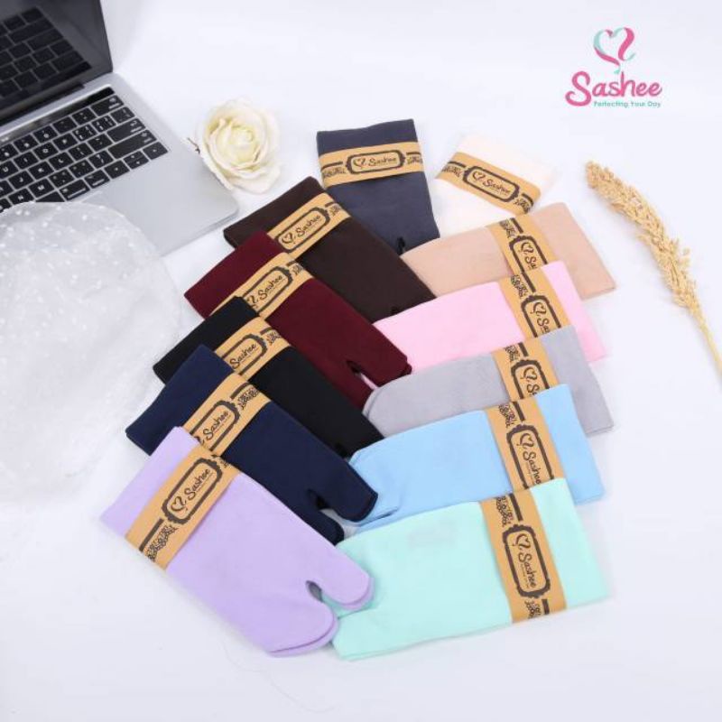 ORIGINAL paket reseller (3lusin) kaos kaki sashee jempol polos sebetis wanita hijab