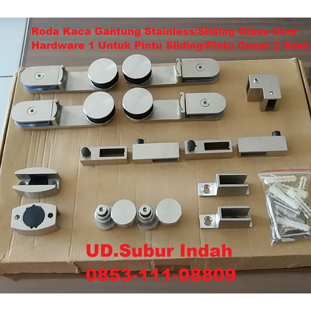 Roda Kaca Gantung Stainless/Sliding Glass Door Hardware 1 Untuk Pintu Sliding/Pintu Geser 2 Arah