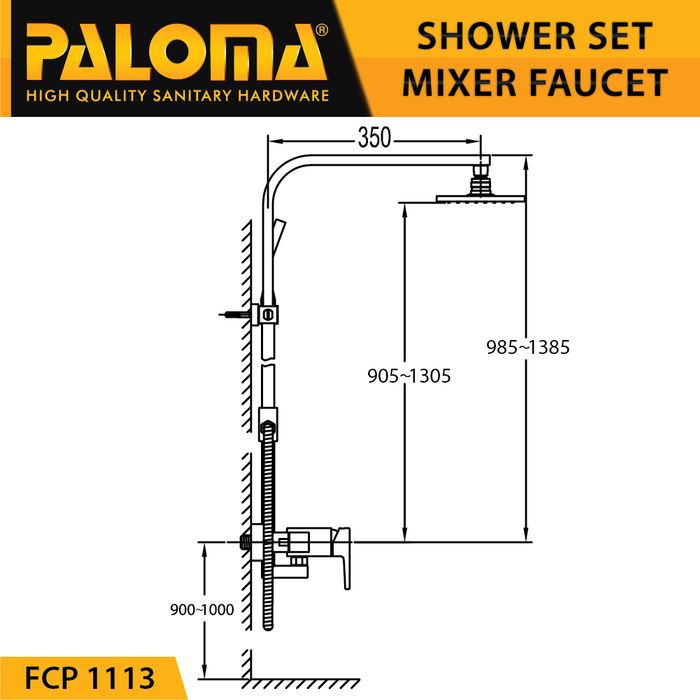 PALOMA FCP 1113 Shower Tiang Set Column Mandi Keran Kran Panas Dingin