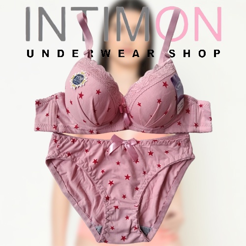 BH BRA SET SOREX 33466 BRA BUSA KAWAT CUP SEDANG MOTIF BINTANG UNDERWEAR BAJU PAKAIAN DALAM