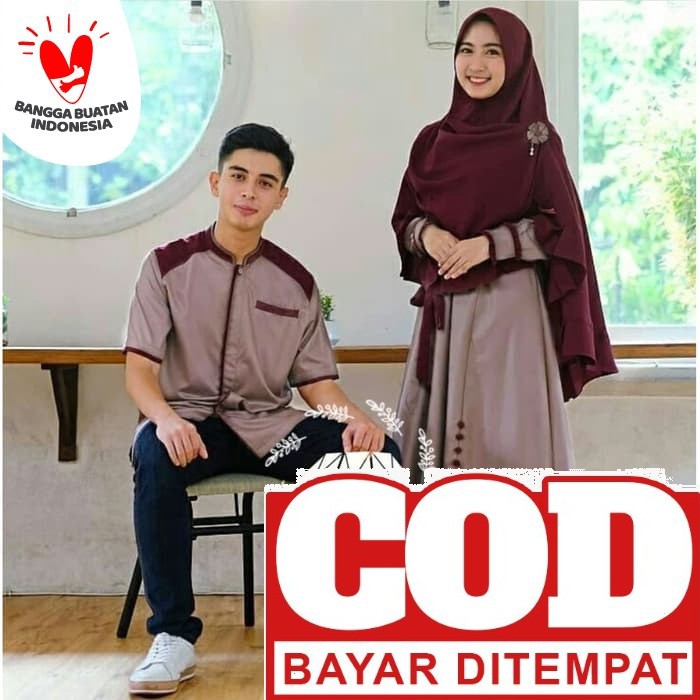 Couple Family Lebaran Couple Syari Terbaru Couple Lenvinkha Bahan YX562 Samawa Couple Syari Set /