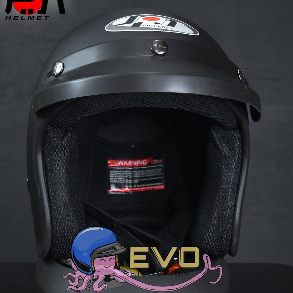 Update Terbatas HELM JPN BOGO ORIGINAL SNI KACA DATAR ORIGINAL FLAT VISOR HITAM BENING - HELM JPN RETRO