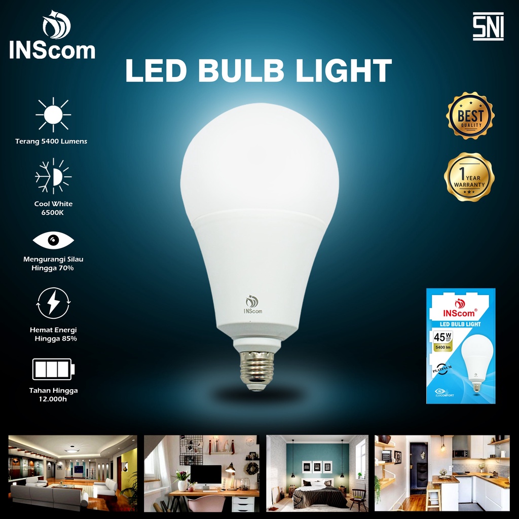 LAMPU LED INSCOM E-27 45 WATT/ LED BULB 45 WATT/ LAMPU BOHLAM LED 45 WATT