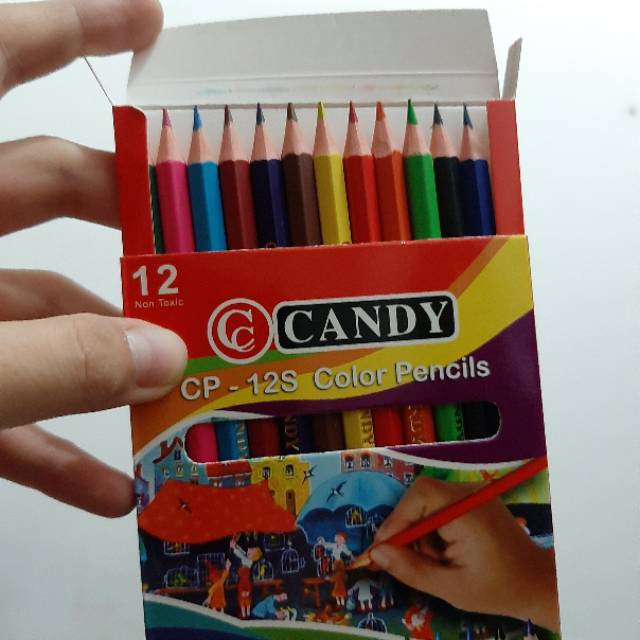 Pensil Warna kayu mainan edukasi anak murah meriah 12 pcs