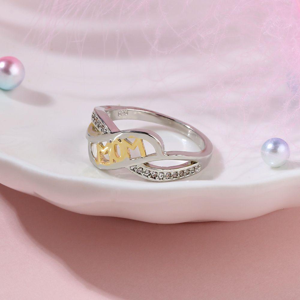 Cincin Nanas Love Mum Hari Ibu Berbentuk Hati 18k Rose Gold925 Sterling Silver