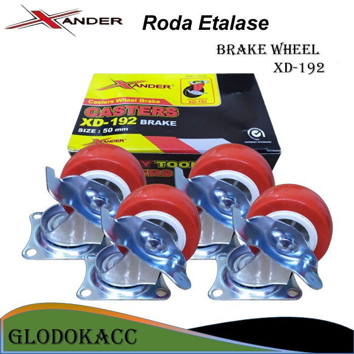 Roda 2 inch 4pcs 50mm / Xander Roda Etalase Troli Gerobak (Hidup Rem)