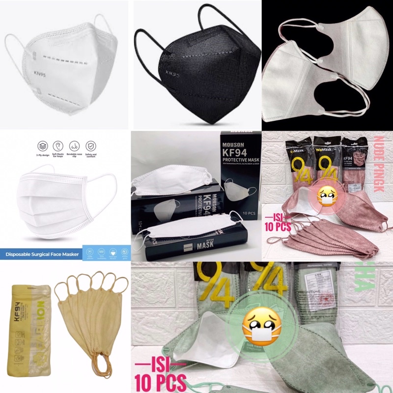 Masker KN94 | KF95 | Duckbill | Earloop 1box original pabrik no repack