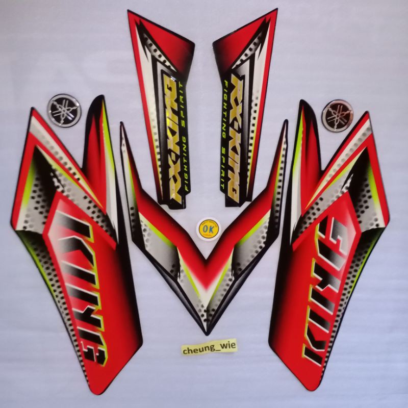 lis body/striping +Emblem Yamaha RX King New 2008 Merah kuning custom kw super Kualitas bagus