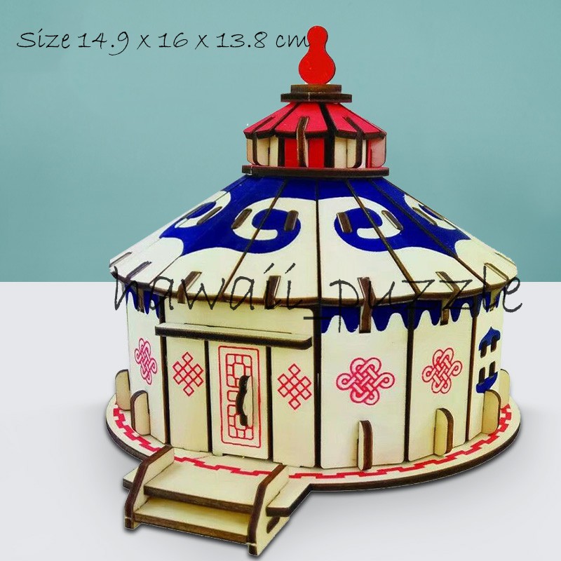 Puzzle 3D DIY bahan kayu model MONGOLIA  mainan puzzle edukasi anak (kado &amp;pajangan)