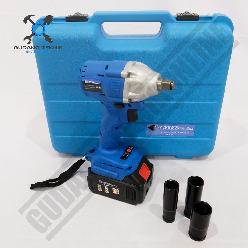 Cordless Impact Wrench 1/2&quot; BENZ BZ8107 / Mesin Pembuka Baut Baterai BENZ BZ 8107 1/2Inch 21V