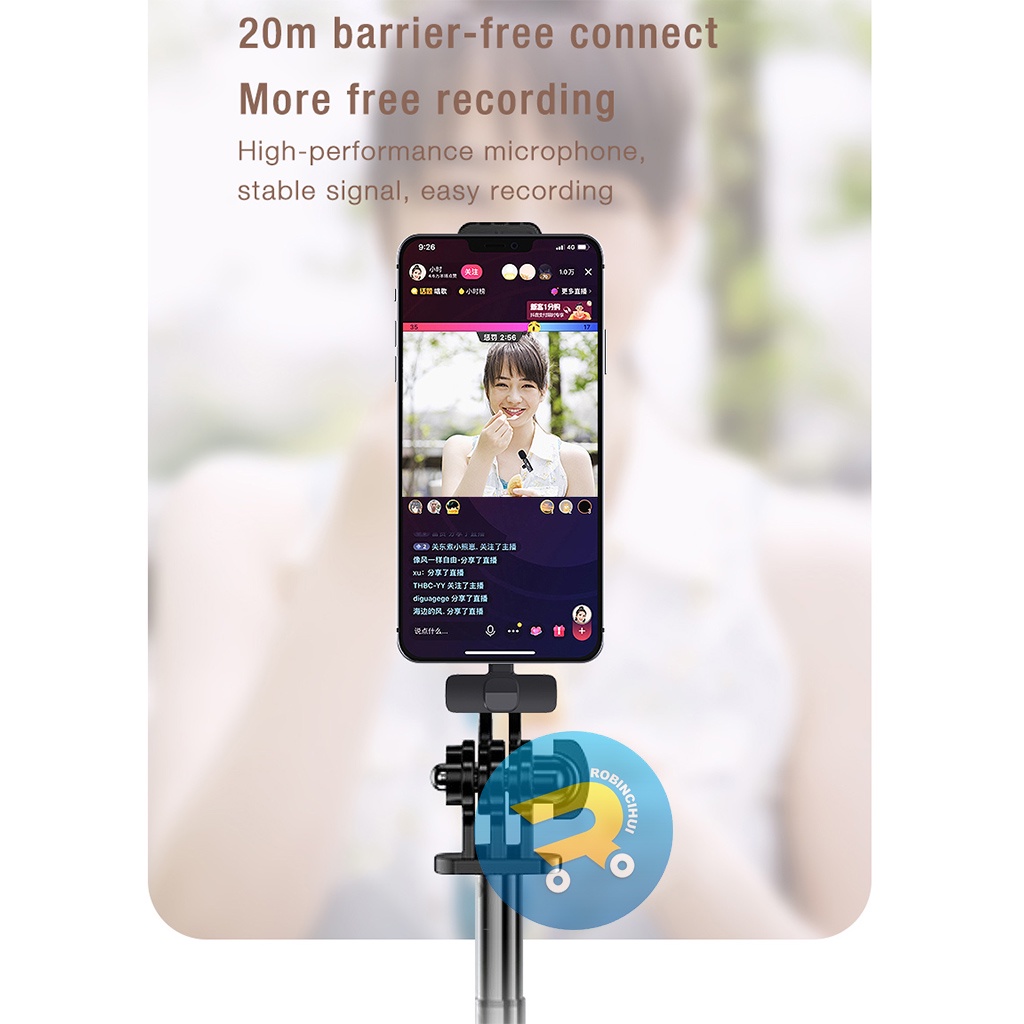 Mic Wireless Hp Vlog Youtuber Portable Mic for Iphone and Android - Microphone Mic Clip On Wireless USB PC Laptop Zoom Webinar Podcast Teleconference Meeting -  mic vloger - mic youtuber - vloging - vloger