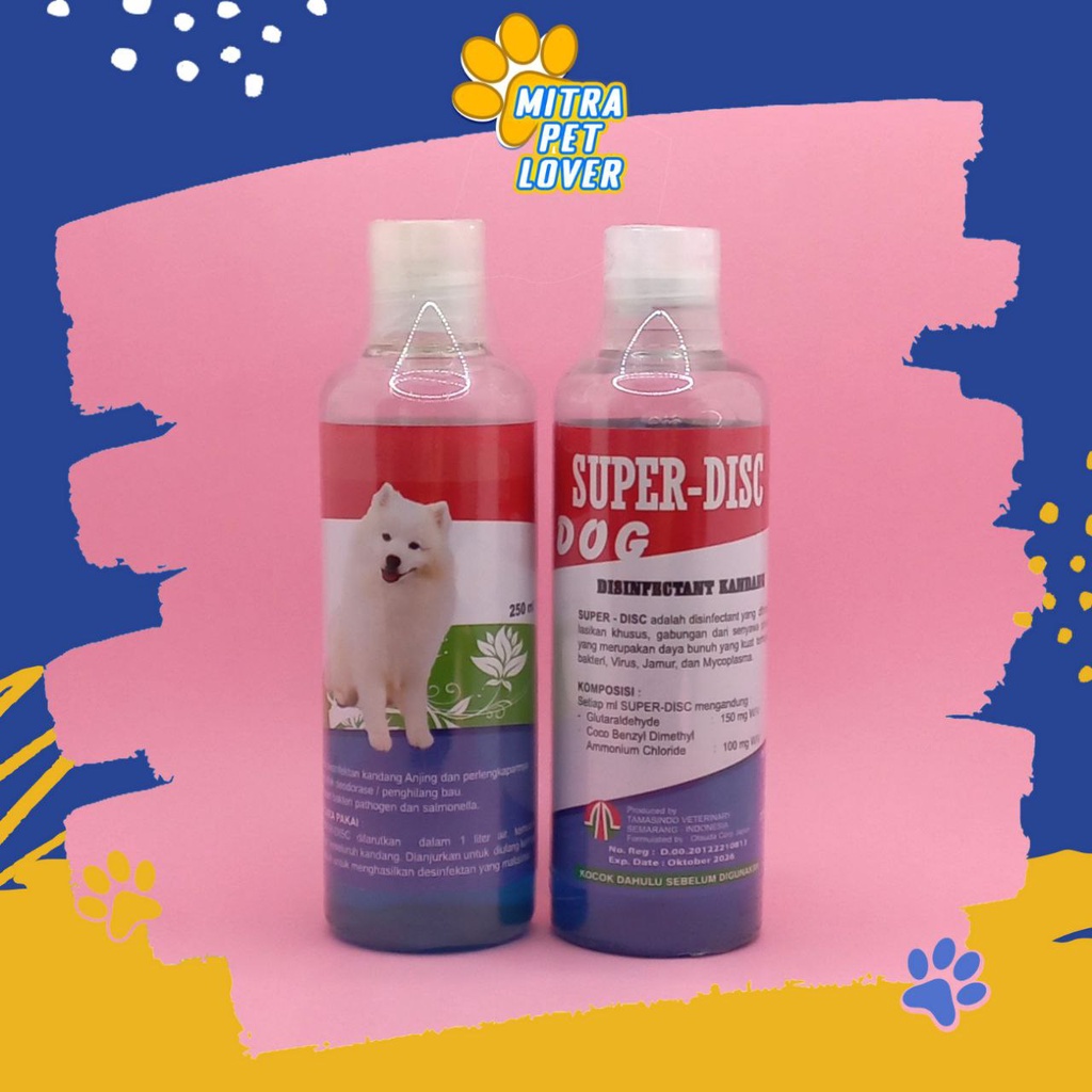 DISINFEKTAN KANDANG ANJING - SUPER DISC DOG 250 ML ORIGINAL - SUPER-DISC / SUPERDISC PERLENGKAPAN UNTUK MEMBERSIHKAN KANDANG DOGY PUPPY BERSIH AMAN PET ANIMAL HEALTHCARE AND VETERINARY TAMASINDO OBAT DAN VITAMIN HEWAN BINATANG PELIHARAAN MITRAPETLOVER