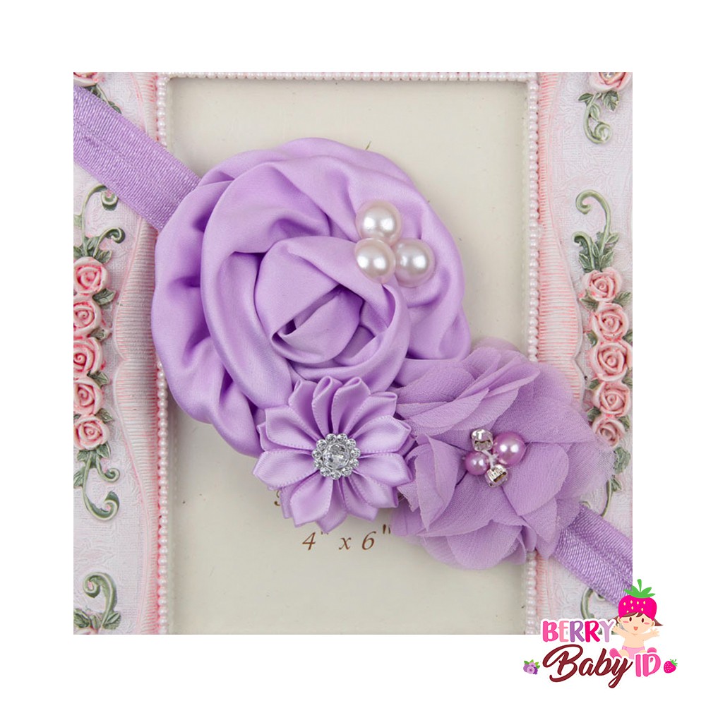 YooBerry Pita Anak Bando Bandana Bayi Korea Satin Big Flower Sachi Baby SAA007 Berry Mart