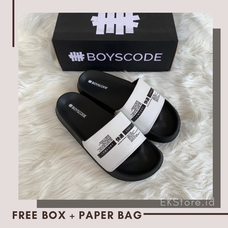 Sandal Selop Pria Wanita BOYSCODE TYPE 19 PUTIH COMFORT ZONE SERIES/ Sandal Pria Wanita Murah Berkualitas