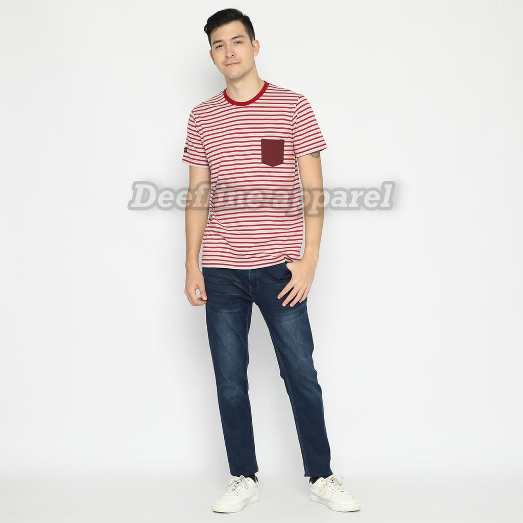 Deefline T-Shirt Stripe Gazzy Maroon Pocket