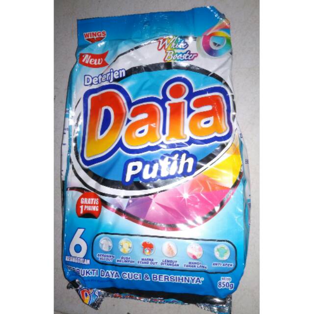 Daia Putih 850 gram Gratis 1 Piring Cantik Sabun Cuci Pemutih Pakaian Busa Melimpah
