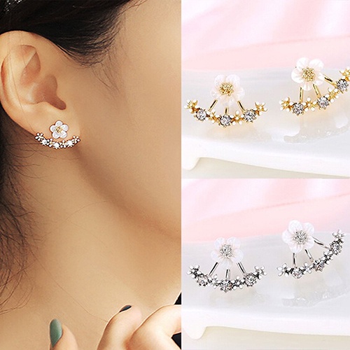 Hu Hu Hu Hu Hu Alat Bantu Pasang Kacamata♡ Anting Stud Desain Bunga Bahan Tembaga Gaya Korea Untuk Wanita