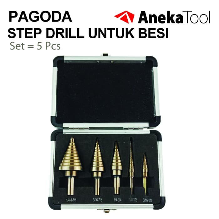 AnekaTool Mata Bor Pagoda Plat Besi / Metal Set - 5 PCS