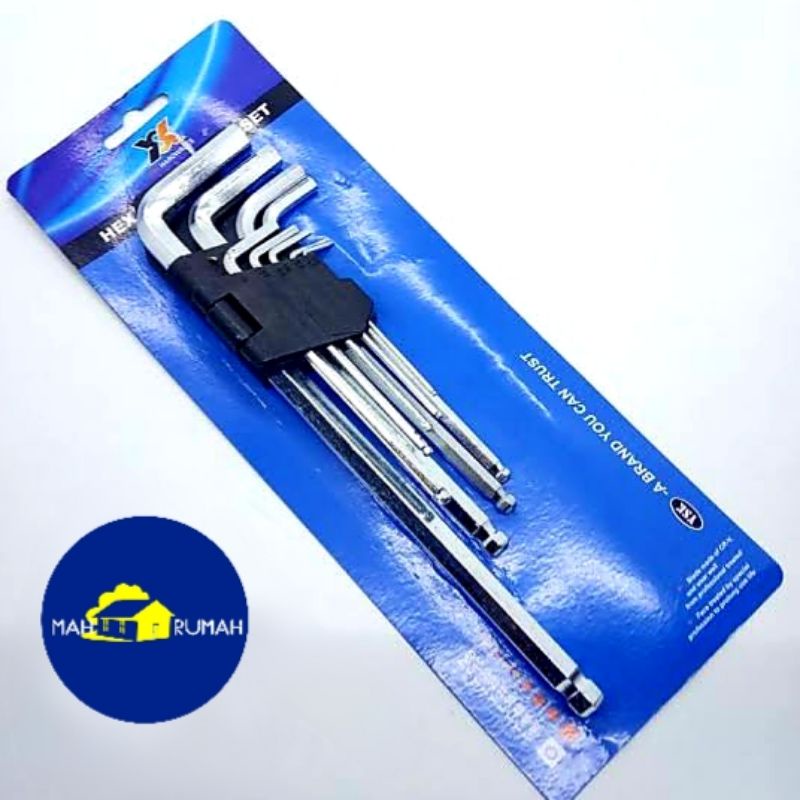 Kunci L 9pcs 9 pcs Set Panjang Ballpoint Ball Point Hex Key Bolpoin - RRT (YSK/Popeye/YhongGong)