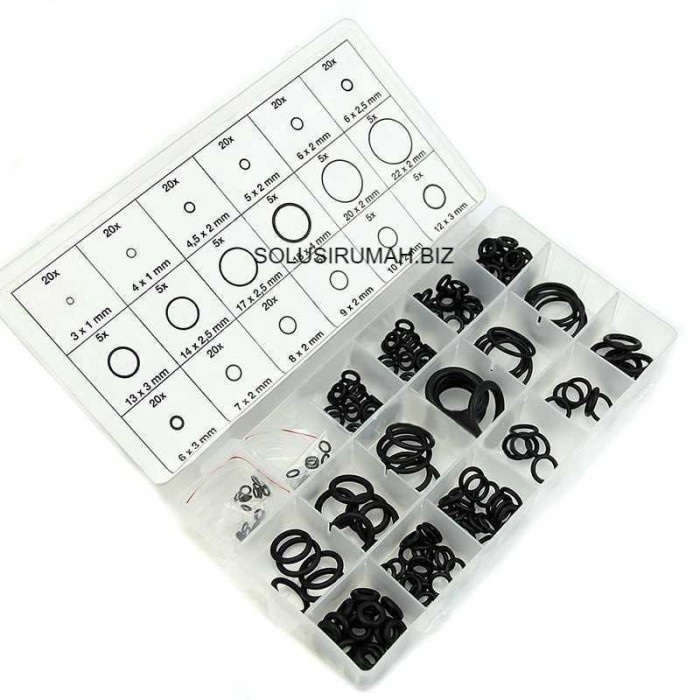 RING KARET BULAT SET 225PCS BOX ORING KIT SET O RING 225 PCS HITAM