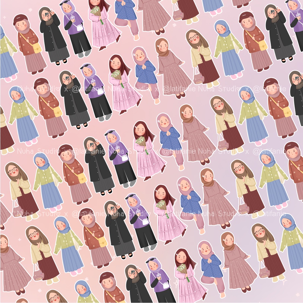 

1 PCS muslimah OOTD Hijab Girls by Latifanie | Aesthetic Sticker Estetik Stiker HP Laptop Botol Cute Waterproof Scrapbook Diary Journal Bujo Anti Air