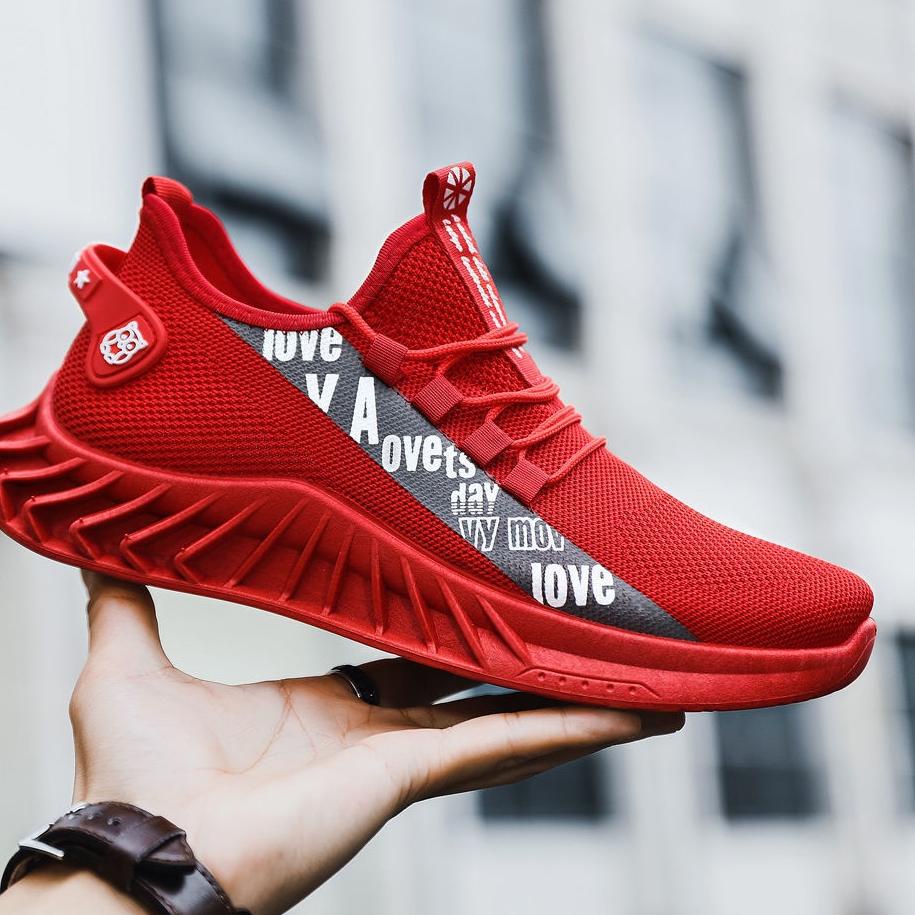 ✾ WAADOO Sport Shoes Pria D1 Sepatu Running Olahraga Merah ♬