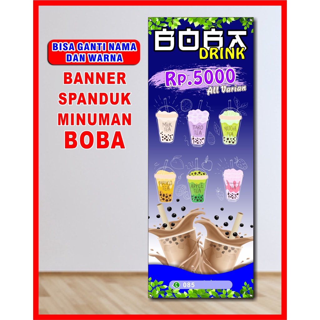 Spanduk Minuman Boba, Banner Minuman Boba 160x60cm COD