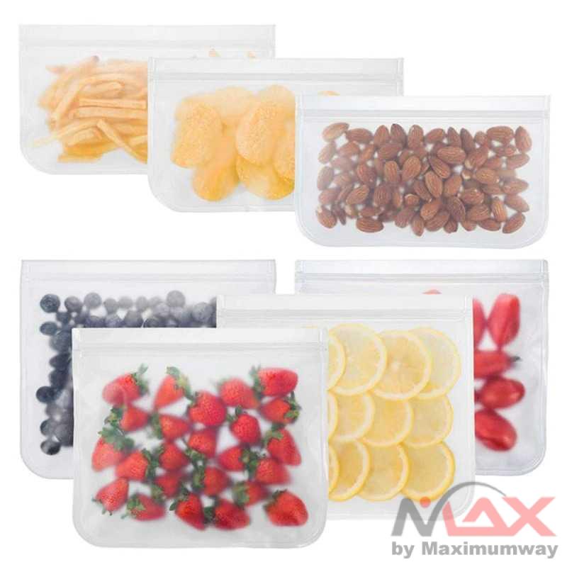 Kantong organizer makanan kulkas BPA free bisa di cuci pakai berulang kali Kantong Plastik tempat Makanan kedap udara Silicone Food Bag Ziplock resleting Reusable Ziplock Bag Silicone Food Storage Bag Leakproof Containers Fresh Bag Vegetable Fridge