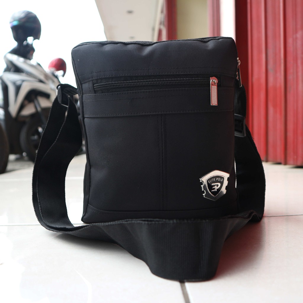 Tas Selempang Elite Polo Hitam Slingbag Fashion Pria Keren Bagus Gaul