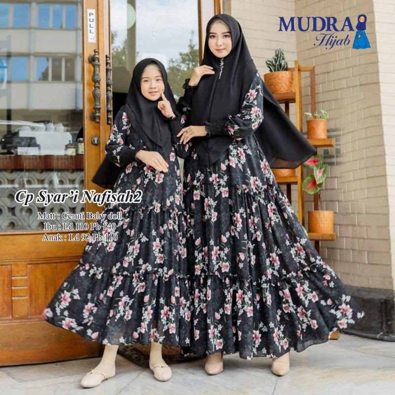 GHUI ~ NAFISAH#2 COUPLE SYARI SETELAN BAJU KEMBARAN IBU&ANAK GAMIS CERUTY+KHIMAR SYARI (BY MUDRA)