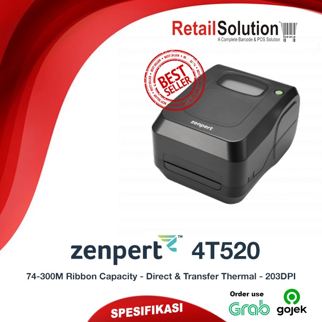 Printer Barcode Label Thermal Direct Transfer - Zenpert 4T520 203DPI