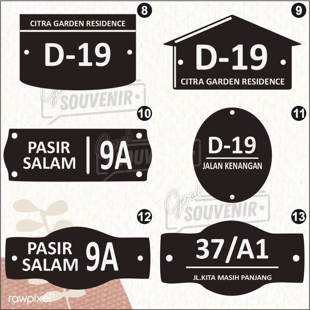 Papan nomor rumah bahan akrilik acrylic tebal mewah custom desain murah