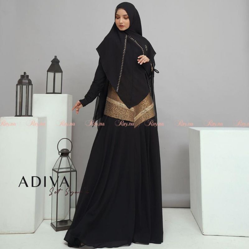 gamis premium set jilbab adiva Savira Amora azrina Zahra By RAY.NA rayna