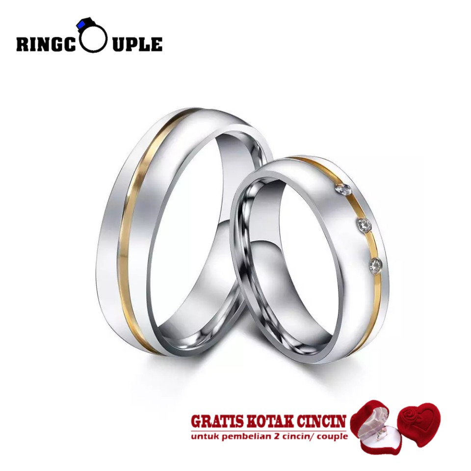 [JB024] Cincin Couple Titanium Original 100% Anti Pudar (GRATIS BOX)