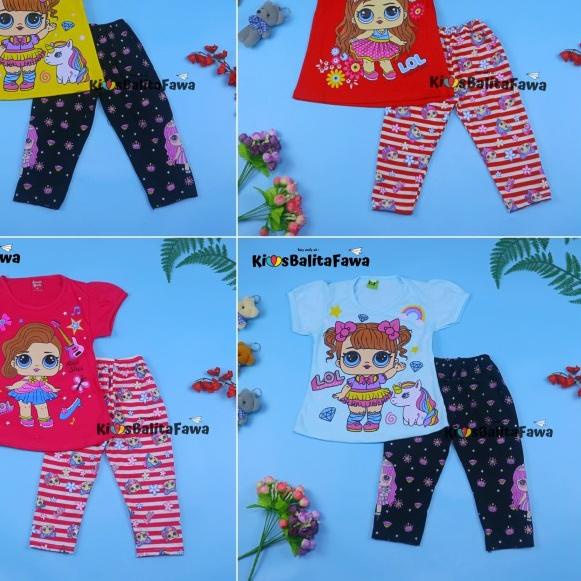Setelan LOL uk 3-4 tahun / Baju Anak Karakter Perempuan Import - Motif LOL, Kuning